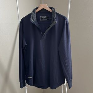 BYLT Basics Men's Navy Performance Pullover with Heather Gray Collar